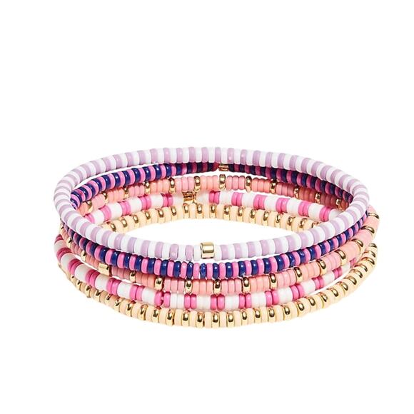 NWT J. Crew Mixed Purple Variety Beaded Bracelets (Set-of-Five) - Picture 1 of 7